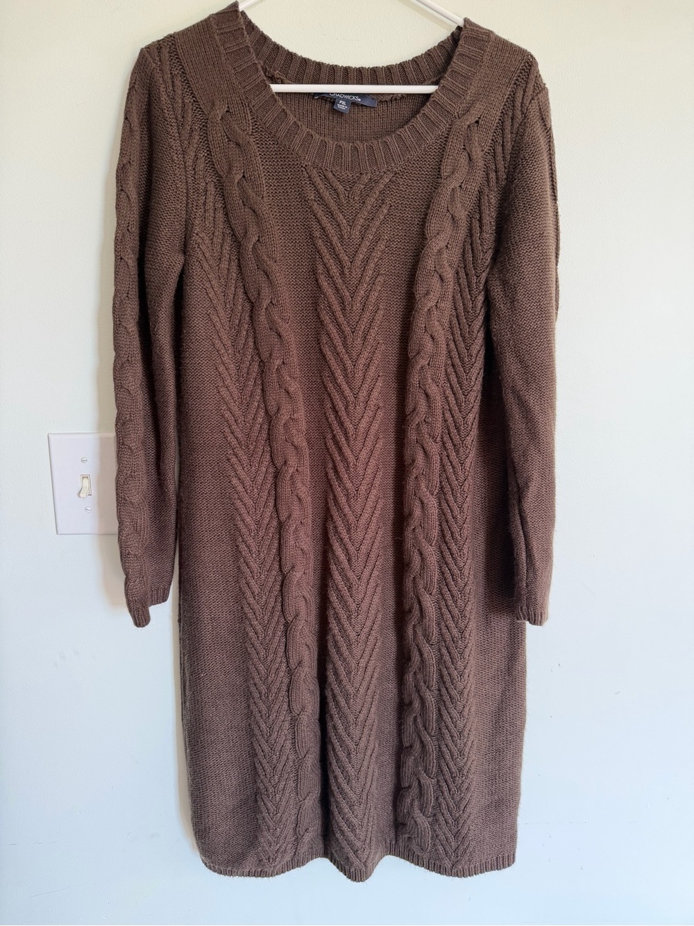 Chadwicks Cable Knit Long Sleeve Sweater Dress - Chocolate Brown Earthy Fall